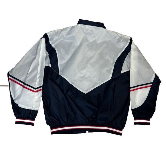 Vangelis Bomber Jacket Men's Windbreaker XL Full Zip Blue White Red Stripe Retro - Picture 6 of 6